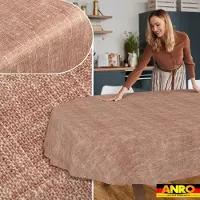ANRO Tafelkleed Effen linnenlook Rood Ovaal 260x140cm Rechte rand Afwasbaar Waterafstotend