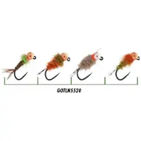 GARBOLINO Set Nymphe X4 - Jig - 2x Haak 3.0 - 2x Haak 3.5