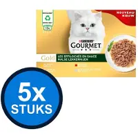 Gourmet 5x - Gold Malse Lekkernijen Kip, Zalm, Rund & Zeevis - Kattenvoer Natvoer - 12x85g