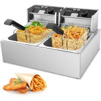 SP Frituurpan Dubbel - Frituurpan - Koude Zone Friteuse - Zilver - 49cm x 29cm x 55cm