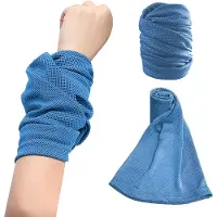 Snq Koelhanddoek - Polszweetbanden en Koeldoek - 2 stuks - Microvezel Koelband - Zweetabsorberend en Ademend - Geschikt voor Yoga, Hardlopen, Fietsen en Tennis - Uniseks Sportaccessoires - Blauw