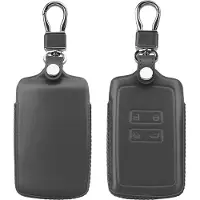 Kwmobile autosleutelhoes geschikt voor Renault 4-knops Smartkey (Keyless Go) - Hoesje voor autosleutel in donkergrijs - Leren hoes