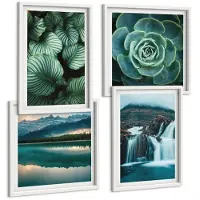 Tulup 4-Delige Schilderij Set - Close-ups van planten, bladeren en vetplanten - 40x40 en 40x60 - Wanddecoratie - Moderne Interieurdecoratie - Interieur Decoratie