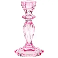 Unyqoos Elegante roze glazen kandelaar voor sfeervolle tafeldecoratie en woondecoratie