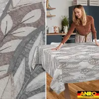 ANRO Tafelkleed Bladeren Beige 160x120cm Met sierband Afwasbaar Waterafstotend Binnen & Buiten