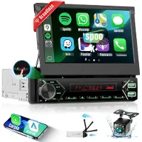 TIM. TIM Autoradio met Klapscherm – Autoradio met Bluetooth Klapscherm – Klapscherm Autoradio in 7 Kleuren – Zwart - 16cm x 18cm x 5cm