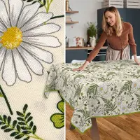 ANRO Tafelkleed Kamille Groen 180x120cm Met sierband Afwasbaar Waterafstotend Binnen & Buiten