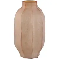 Ptmd Natae Amber Round Glass Ribbed Vase Low