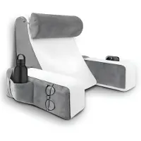 SP Lees Kussen - Leeskussen - Rugkussen met Armleuning - Grijs en Wit - 38cm x 47cm x 57cm