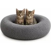 Belviona Donut kattenbed, zacht pluche & verhoogde Rand Ø50 cm donkergrijs