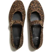 FitFlop Dames Ballerina's van Piel Delicato Mary Jane bruin (40), Beige, Plat, Suède, Gesp, Casual, Dierenprint ADQ-E76