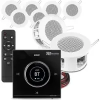 Power Dynamics set van 8 CSBA3L plafondspeakers met de B100B inbouw versterker - Bluetooth - 4x 25W