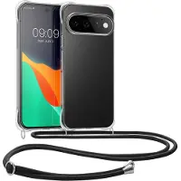 Kwmobile telefoonhoesje geschikt voor Google Pixel 11 Pro XL - Hoesje met telefoonkoord - Back cover in transparant / zwart