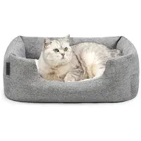 Lionto Kattenbed, omkeerbaar kussen & lage instap, 60x50 cm grijs