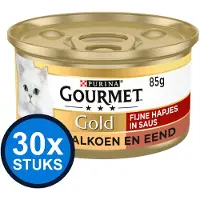 Gourmet 30x - Gold Fijne Hapjes Kalkoen & Eend - Kattenvoer Natvoer - 85g
