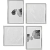 Wallfluent 4-Delige Schilderij Set - Abstracte Minimalistische Schilderkunst Met Verfvlekken - 40 x 40 cm En 40 x 60 cm - Moderne Wanddecoratie - Woonkamer