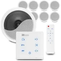 Power Dynamics set van 8 CSPS6 plafondspeakers met de A100W inbouw versterker - Bluetooth - 4x 20W