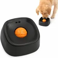VHV -Voerbak voor Huisdieren - Zwarte Slow Feeder Met Oranje Bal - Anti-Schrok Voerbak en Intelligent Interactief Voerspeelgoed voor Hond en Kat - Zwart