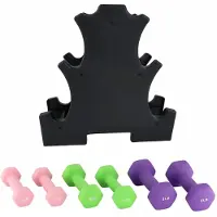 Happiq Set van 3 Paar Hexagon Dumbbells - Neopreen Coating met Anti-Slip en Opslagdoos - voor thuisfitness - Blauw Staal