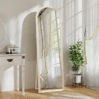 OKWISH Staande Spiegel 50 x 160 cm Met Bogenlijst Van Kunststof Wit Voor Volledige Outfitcheck In Slaapkamer En Hal