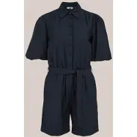 We fashion - Dames playsuit met ballonmouwen - Regular fit - Donkerblauw - Livaeco Viscose - Maat: XL
