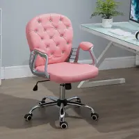 STILVORA Bureaustoel 59,5 x 60,5 x 93-103 cm - Ergonomisch En Hoogteverstelbaar Met Vaste Armleuningen En Wielen - Kunstleer Roze