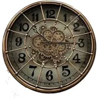Boltze Klok - Radar - klok - Tandwiel - Vintage - Glas - Metaal - Ø 60cm - Copper.