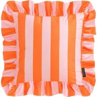 NOVÉE Sierkussen ruffles stripe oranje/roze | 45x45 cm | katoen/polyester