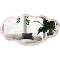 Wallfluent Roze Weefpatroon Spiegel - Roze Elegante Rechthoekige Wandspiegel - Organische Spiegel - Slaapkamer, Woonkamer, Kledingkast - Klassiek - 45x90 cm - Totale afmeting 52x97 cm