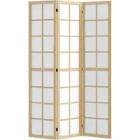 HOMCOM Room Divider-Kiefernholz, Vliesstoff-120L x 1,7B x 170H cm-Naturholz