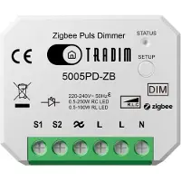 Tradim 5005PD-ZB Zigbee pulsdimmer voor LED verlichting tot 250W – ultra compacte smart dimmer puck voor inbouw achter schakelaar