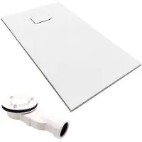 Badland Bad Land VIDAR douchebak - rechthoek - 100 x 80 x 3,2 cm - wit - met afvoerset
