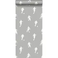 ESTAhome behang voetbalspelers grijs - 53 cm x 10.05 m - 128801