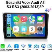 Junsun Android 15 Autoradio Geschikt Voor Audi A3 S3 RS3 (2003-2013)8P - 4GB+64GB - Draadloze CarPlay - GPS-Navigatie - Bluetooth - 9-inch HD Touchscreen - DSP -