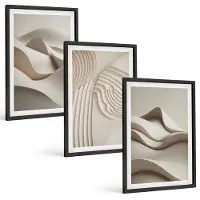 Tulup 4-Delige Schilderij Set - Abstracte golven en structuren in beigetinten - 40 x 60 cm - Muurdecoratie - Wanddecoratie - Slaapkamer - Interieur Decoratie