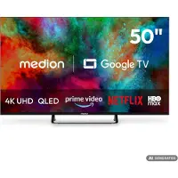 Medion 4K Smart TV 125,7 cm (50 inch) - MD 850701 | Dolby Vision HDR, Prime Video, Disney+, compatibel met Google TV, PVR, Bluetooth