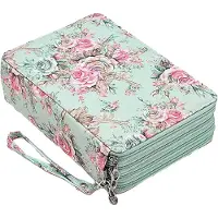 VHV - Etui - Groot etui met 3 lagen en ritssluiting - Pennenzak met polsband - Geschikt voor circa 200 pennen, schoolspullen en knutselmateriaal - Bloemenpatroon - 28*20*8cm - Rozenmotief