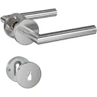 Famanu – 1 Pack Stainless Steel Door Handle with Keyhole Rosette, Mortise Door Handle, Silver Colour (-103K) - 1 set