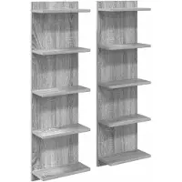 vidaXL Wandplank 2 st Grijs Sonoma 30 x 15 x 100 cm Bewerkt hout