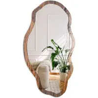 Coloray Houtstructuur Spiegel - Bruin Rechthoekige Spiegel Voor Interieur - Organische Spiegel - Woonkamer, Kantoor, Slaapkamer - Rustiek - 45x90 cm - Totale afmeting 52x97 cm