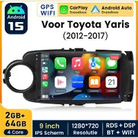 Hexinex HexinexMarket - Autoradio Geschikt voor Toyota Yaris 2012-2017 - Draadloos CarPlay Android Auto GPS Navi multimediaspeler - 2 GB+64GB