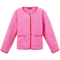 Gimme Comfortabele Geweven Polyester Damesjas met Contrastafwerking - Roze - Maat L