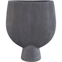 Ptmd Tywin Dark Grey Ceramic Oval Pot On Foot Lines M