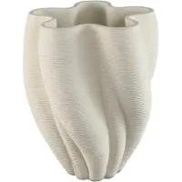 Ptmd Hastin White Cement Wavy Ribbed Vase 3D Look L