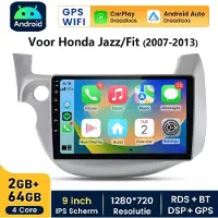 Hexinex Hexinexmarket Autoradio Geschikt voor Honda Fit /Jazz 2007-2013 - Draadloos CarPlay, Android Auto,GPS Navi, Android 15, multimediaspeler - 2GB+64GB