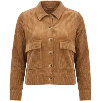 Ulla Popken - Dames - Corduroy jas overhemdkraag lange mouwen biologisch katoen - Cognac - Maat 54