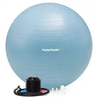 Tunturi Anti Burst Fitness bal met Pomp - Yoga bal 55 cm - Pilates bal - Zwangerschapsbal – 220 kg gebruikersgewicht - Incl Trainingsapp – Lichtblauw