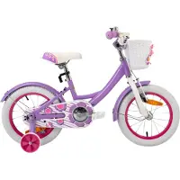 Happiq Kinderfiets 30–41 cm – Voor meisjes van 3–7 jaar voor dagelijks gebruik en spel – Met mand en stabilisatoren – Paars frame