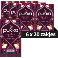Pukka Tea Night Time Berry - 120 Theezakjes - Biologische Kruidenthee - Kamille, Braam, Zwarte Bes - 6 x 20 Zakjes - Thee Voordeelverpakking