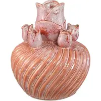 Ptmd Mailia Peach Ceramic Round Tulip Vase With Swirl L
